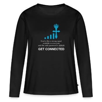 Prêtre catholique | Drôle de cadeau | - T-shirt manches longues Premium bio Femme - noir - Devant - Julia (174cm)