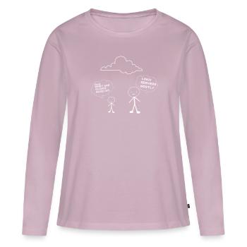Père et fils Linux - T-shirt manches longues Premium bio Femme - rose poudré - Devant - Julia (174cm)