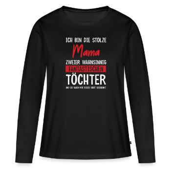 Stolze Mutter von 2 Kindern Muttertagsgeschenk - Frauen Premium Bio Langarmshirt - Schwarz - Vorne - Julia (174cm)