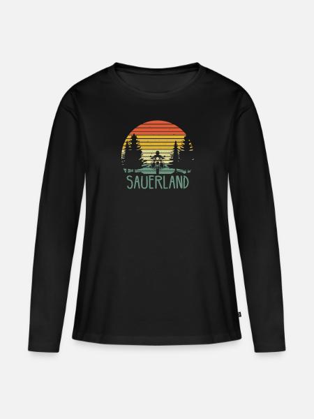 Sauerland Sauerländer Biker Wandern Geschenkidee - Frauen Premium Bio Langarmshirt - Schwarz
