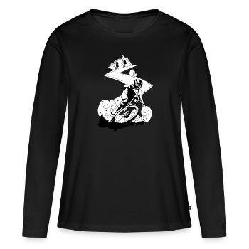 Downhill Bike Mountainbike MTB DH Rennen Radsport - Frauen Premium Bio Langarmshirt - Schwarz - Vorne - Julia (174cm)