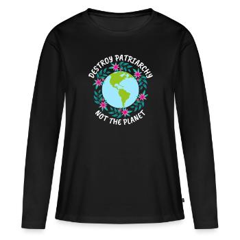 Destroy patriarchy féministe cadeau - T-shirt manches longues Premium bio Femme - noir - Devant - Julia (174cm)