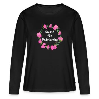 Smash the patriarche féministe le cadeau - T-shirt manches longues Premium bio Femme - noir - Devant - Julia (174cm)