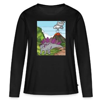 Heure Dino Éruption volcanique Nature - T-shirt manches longues Premium bio Femme - noir - Devant - Julia (174cm)