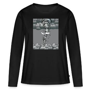 Tornade avion tempête temps - T-shirt manches longues Premium bio Femme - noir - Devant - Julia (174cm)