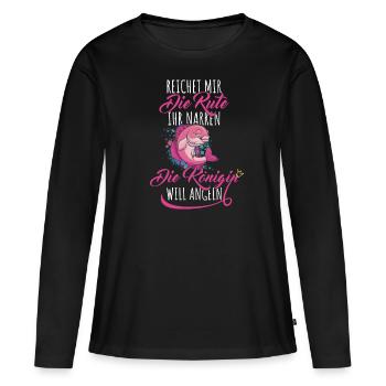 Reichet mir die Rute die Königin will Angeln - Frauen Premium Bio Langarmshirt - Schwarz - Vorne - Julia (174cm)