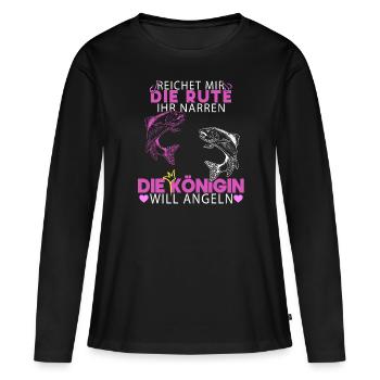 Reichet mir die Rute die Königin will Angeln - Frauen Premium Bio Langarmshirt - Schwarz - Vorne - Julia (174cm)