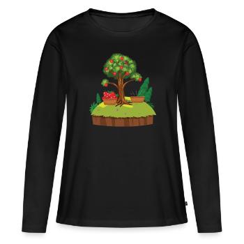 Le pommier - T-shirt manches longues Premium bio Femme - noir - Devant - Julia (174cm)