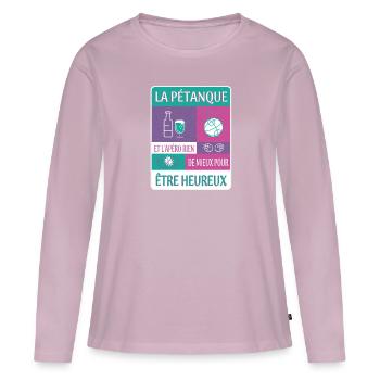 PETANQUE AND APERITIF - Women's Premium Organic Long Sleeve Shirt - dusky pink - Front - Julia (174cm)