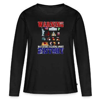 Histoire Alerte Professeur d’histoire - T-shirt manches longues Premium bio Femme - noir - Devant - Julia (174cm)