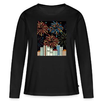 Fireworks Pyro New Year's Eve Countdown - Women's Premium Organic Long Sleeve Shirt - black - Front - Julia (174cm)