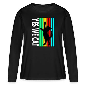 Chat Chat Ami Chat Visage Pet Cadeau - T-shirt manches longues Premium bio Femme - noir - Devant - Julia (174cm)
