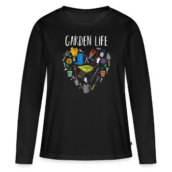 Jardin jardin jardinier Jardinage - T-shirt manches longues Premium bio Femme - noir - Devant - Julia (174cm)