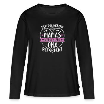 Nur Die Besten Mamas Werden Zur Oma Befördert - Frauen Premium Bio Langarmshirt - Schwarz - Vorne - Julia (174cm)