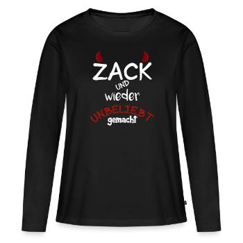 Zack und wieder unbeliebt gemacht - Frauen Premium Bio Langarmshirt - Schwarz - Vorne - Julia (174cm)
