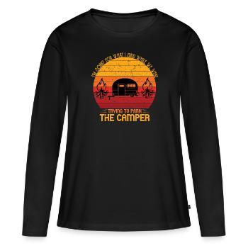 Camping Proverbe de cadeau design - T-shirt manches longues Premium bio Femme - noir - Devant - Julia (174cm)