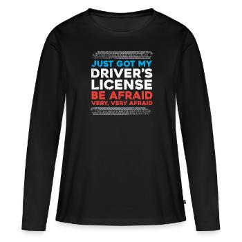 Just got my driver's license - driving license - - Women's Premium Organic Long Sleeve Shirt - black - Front - Julia (174cm)