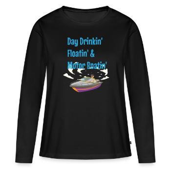 Bateau et bateau à moteur capitaine et bateau - T-shirt manches longues Premium bio Femme - noir - Devant - Julia (174cm)