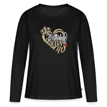 40e anniversaire de la reine de l’anniversaire cadeau pour les femmes - T-shirt manches longues Premium bio Femme - noir - Devant - Julia (174cm)