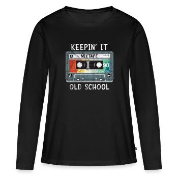 Old School Mixtape Music 90s Hip Hop - Women's Premium Organic Long Sleeve Shirt - black - Front - Julia (174cm)