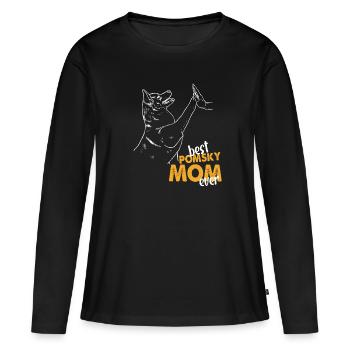 Best Pomsky Mom Ever Hundebesitzer Pomsky Mama - Frauen Premium Bio Langarmshirt - Schwarz - Vorne - Julia (174cm)