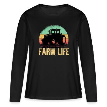 Tracteurs drôles camionneur ranch ranch trucker - T-shirt manches longues Premium bio Femme - noir - Devant - Julia (174cm)
