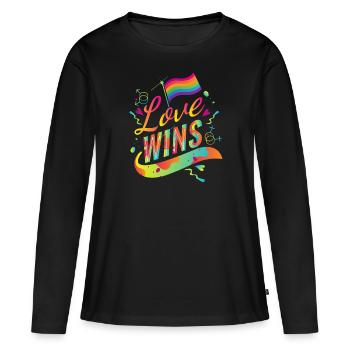 Love Wins LGBT Gay Pride CSD Gender Queer Trans - T-shirt manches longues Premium bio Femme - noir - Devant - Julia (174cm)