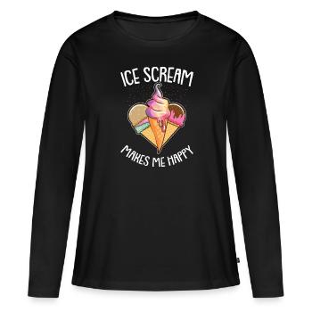 Glace glace glace crème glacée d’été rengaine cadeau - T-shirt manches longues Premium bio Femme - noir - Devant - Julia (174cm)