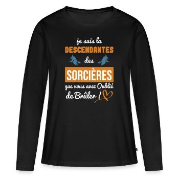 la descendante des sorcières sorcellerie magie - T-shirt manches longues Premium bio Femme - noir - Devant - Julia (174cm)