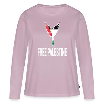 Palestine Liberté libre Liberté Gaza - T-shirt manches longues Premium bio Femme - rose poudré - Devant - Julia (174cm)