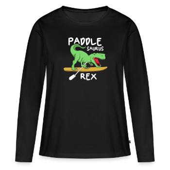 Paddle Saurus Rex SUP Dino Paddle Boarding Stand - T-shirt manches longues Premium bio Femme - noir - Devant - Julia (174cm)