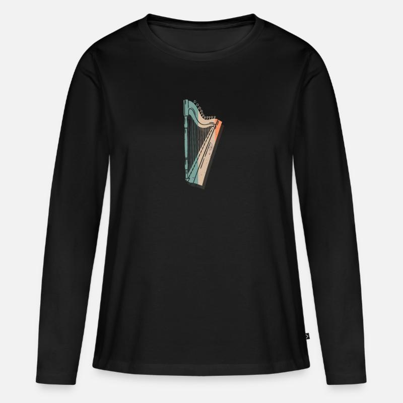 Harfe - Frauen Premium Bio Langarmshirt - Schwarz