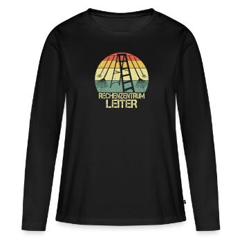 Rechenzentrum Retro Vintage Rechen & Besen Leiter - Frauen Premium Bio Langarmshirt - Schwarz - Vorne - Julia (174cm)