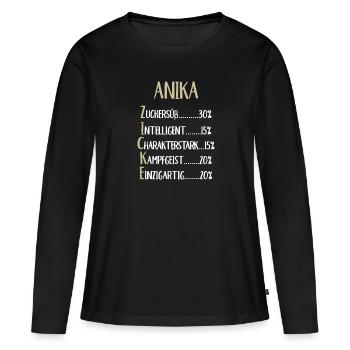 Anika Namenstag Vorname Anika Geschenk Name - Frauen Premium Bio Langarmshirt - Schwarz - Vorne - Julia (174cm)