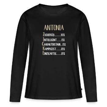 Antonia Namenstag Vorname Antonia Geschenk Name - Frauen Premium Bio Langarmshirt - Schwarz - Vorne - Julia (174cm)