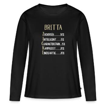 Britta Namenstag Vorname Britta Geschenk Name - Frauen Premium Bio Langarmshirt - Schwarz - Vorne - Julia (174cm)