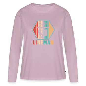 Câble électrique Retro Lineman - T-shirt manches longues Premium bio Femme - rose poudré - Devant - Julia (174cm)