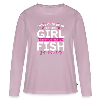 Move Over Boys Let This Girl Show You How To Fish - T-shirt manches longues Premium bio Femme - rose poudré - Devant - Julia (174cm)