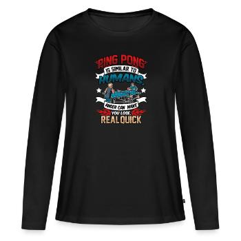 Ping Pong ping-pong - T-shirt manches longues Premium bio Femme - noir - Devant - Julia (174cm)