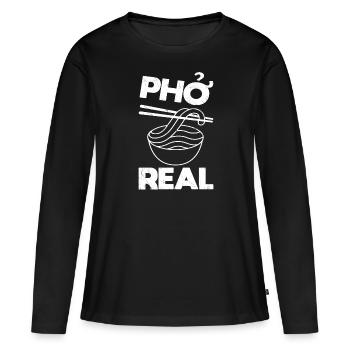 Soupe Pho drôle - T-shirt manches longues Premium bio Femme - noir - Devant - Julia (174cm)