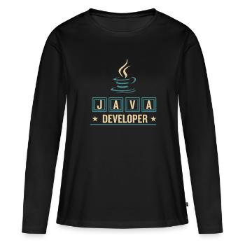 Café Java Developer Coffee - T-shirt manches longues Premium bio Femme - noir - Devant - Julia (174cm)