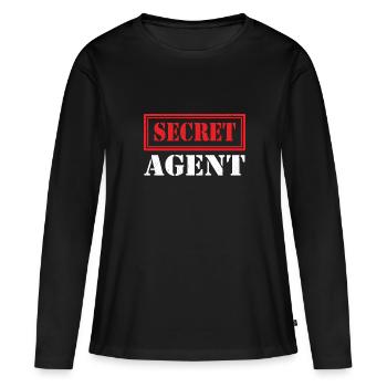Agent secret espion - T-shirt manches longues Premium bio Femme - noir - Devant - Julia (174cm)