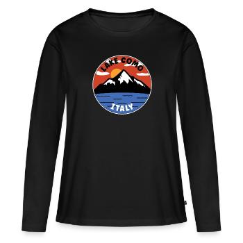 | du lac de Côme Italie | Lac et montagne - T-shirt manches longues Premium bio Femme - noir - Devant - Julia (174cm)