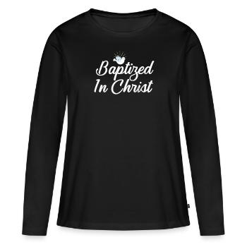 Baptisé en Christ Baptême - T-shirt manches longues Premium bio Femme - noir - Devant - Julia (174cm)