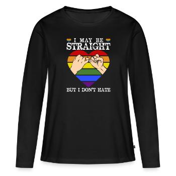 LGBTQ Regenbogen Herz - Frauen Premium Bio Langarmshirt - Schwarz - Vorne - Julia (174cm)
