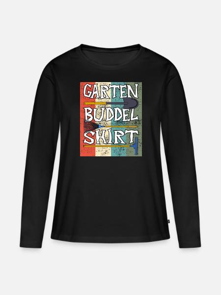 Garten Buddel Shirt Retro Garten - Frauen Premium Bio Langarmshirt - Schwarz