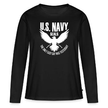 U S Navy Seals Le seul jour facile était hier - T-shirt manches longues Premium bio Femme - noir - Devant - Julia (174cm)