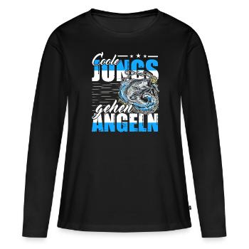 Coole Jungs gehen Angeln - Frauen Premium Bio Langarmshirt - Schwarz - Vorne - Julia (174cm)