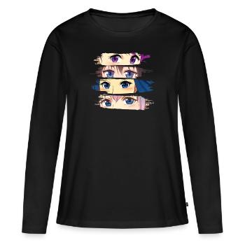 Visages d’anime - Manga Otaku - T-shirt manches longues Premium bio Femme - noir - Devant - Julia (174cm)