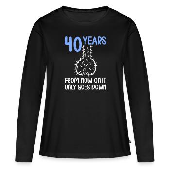 40 ans de gravité, ça descend 40 ans 40 ans. - T-shirt manches longues Premium bio Femme - noir - Devant - Julia (174cm)